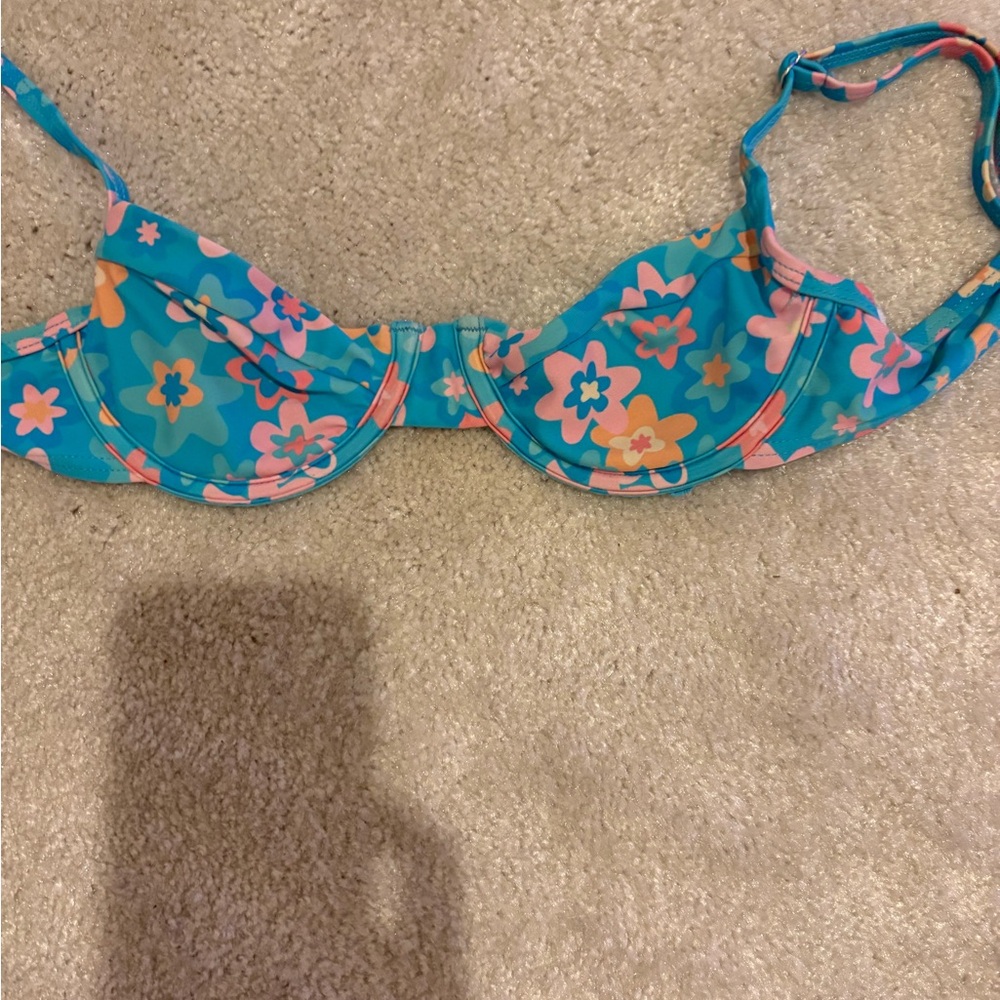 Ron Jon Blue and Pink Floral Kids Bikini Top